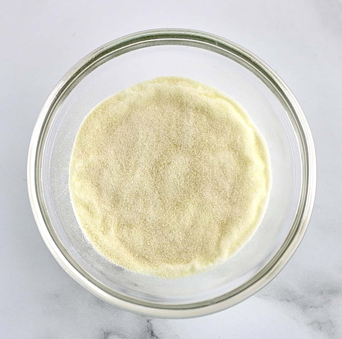 cream and gelatin in glass bowl