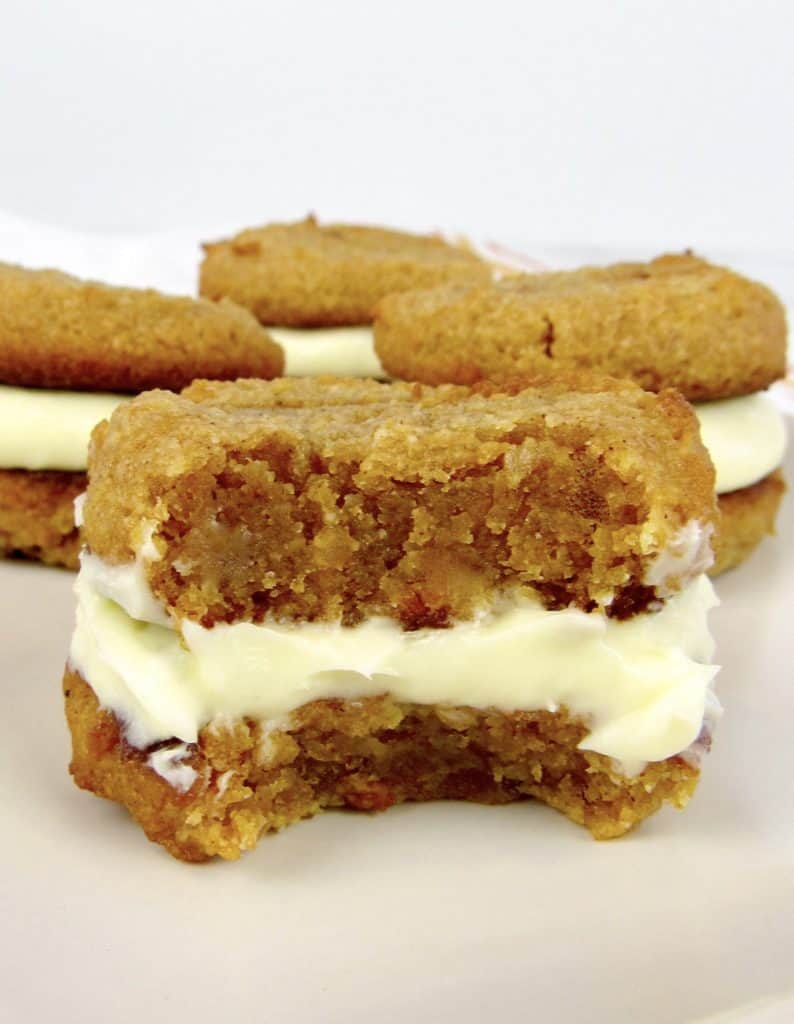 pumpkin whoopie pies with bite taken out