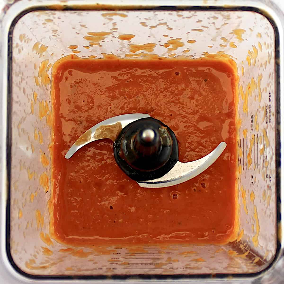 pureed roasted tomatoes in blender