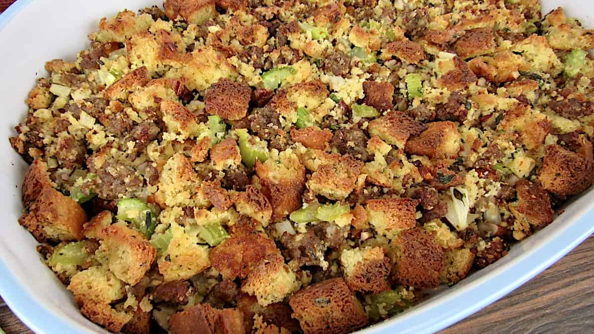 sausage stuffing in casserole dish