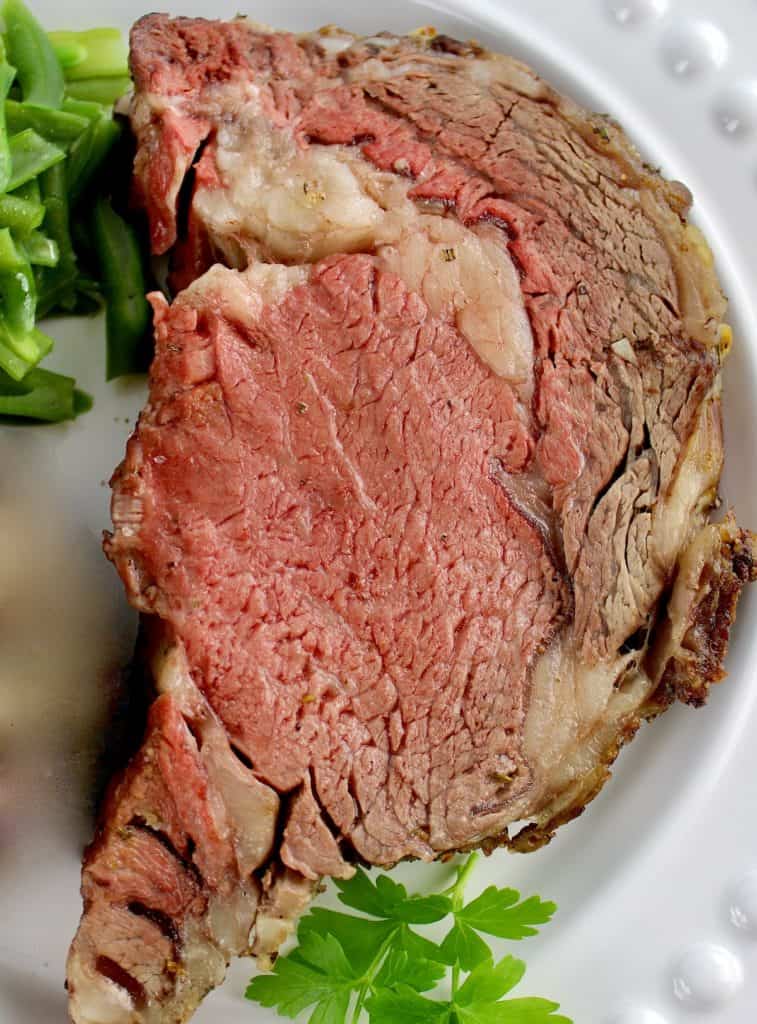 Prime Rib on white plate