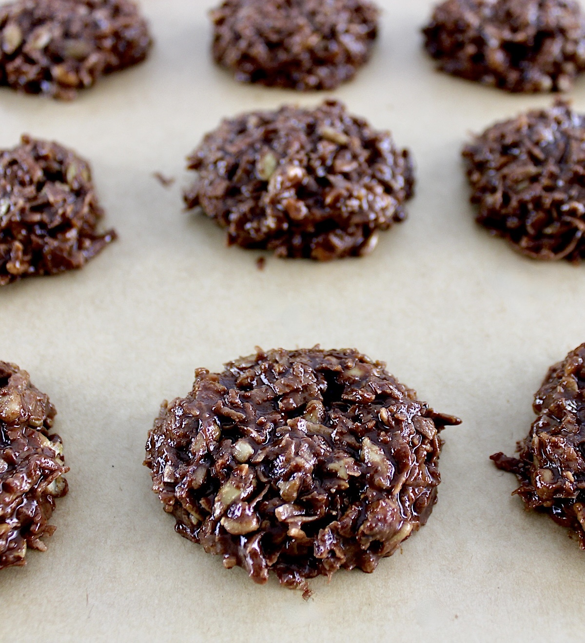 No-Bake Keto Cookies on parchment paper