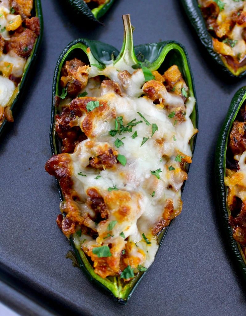 overhead view of a Stuffed Poblano Pepper