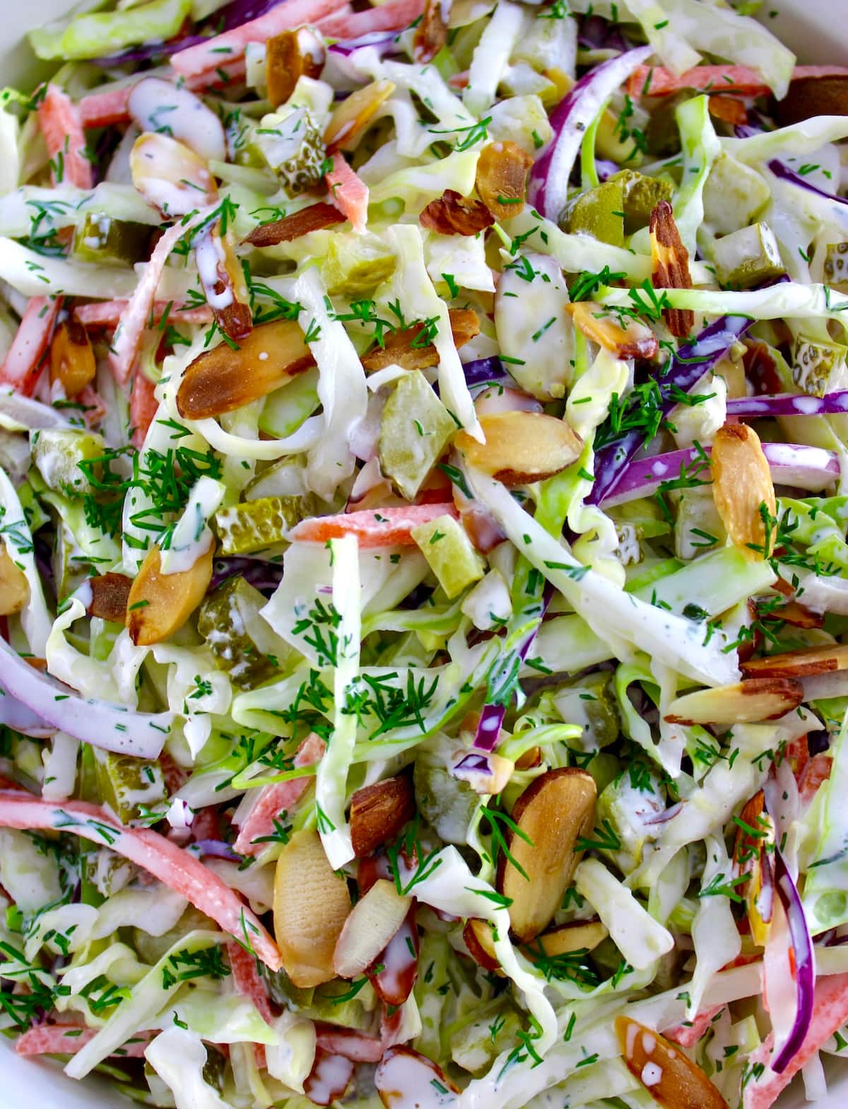closeup of Dill Pickle Coleslaw