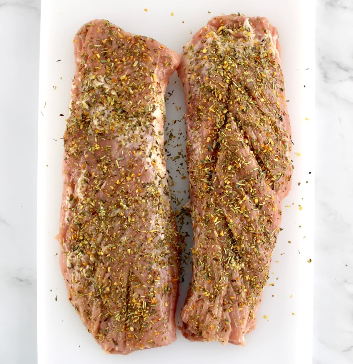 2 raw pork tenderloins with herb rub