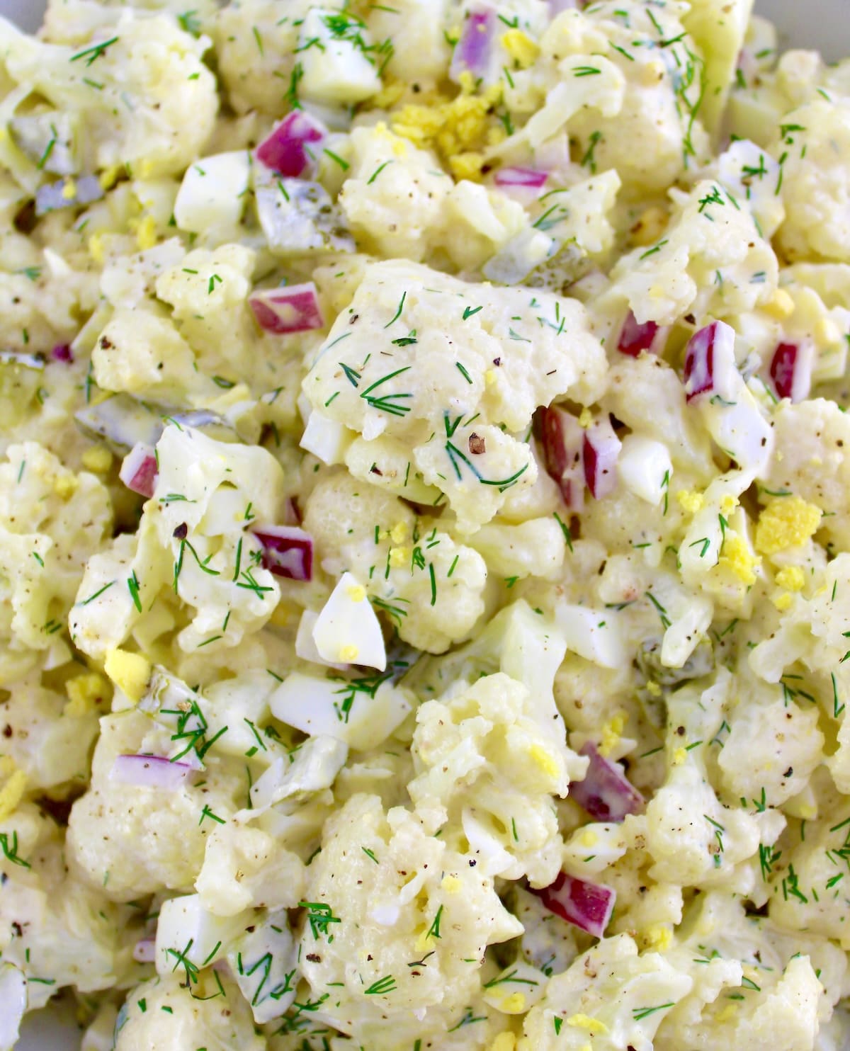 closeup of Cauliflower Potato Salad
