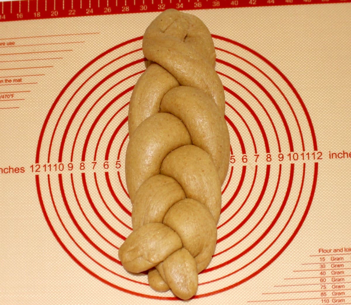 Keto Brioche Bread dough braided on Silpat