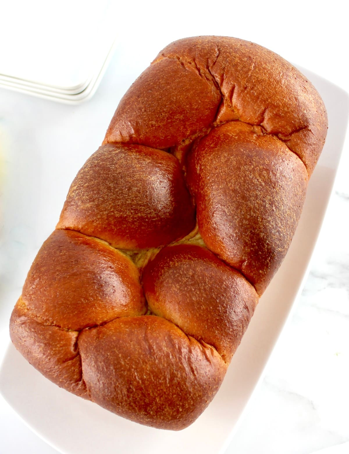 overhead view of Keto Brioche Bread loaf