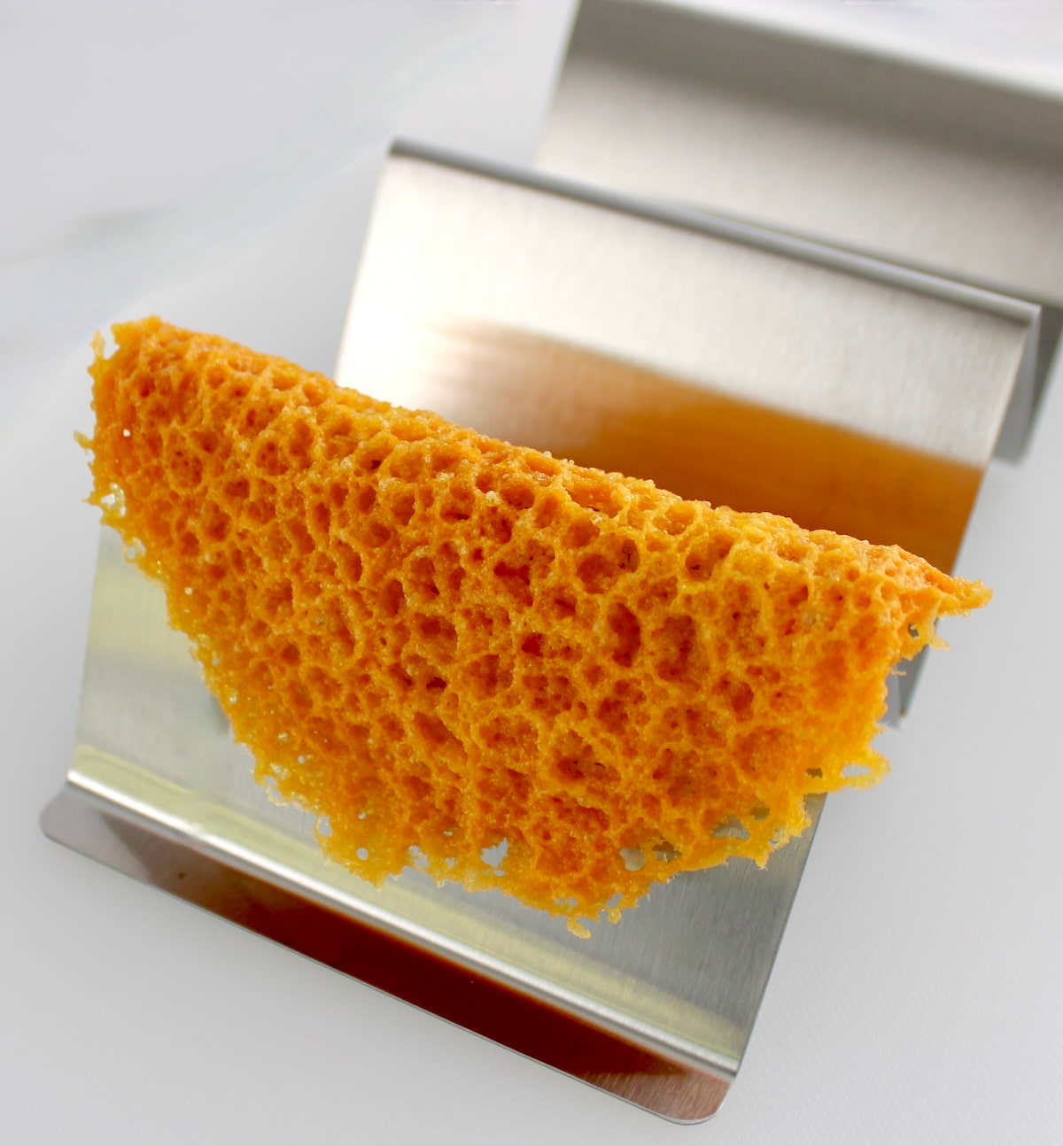 Keto Cheese Taco Shell on metal taco holder