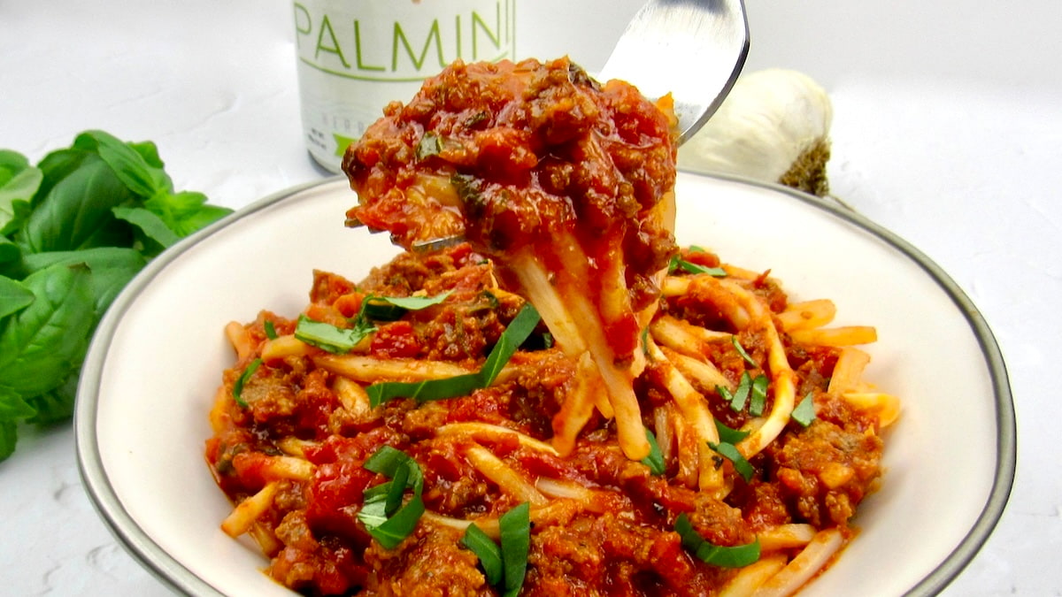 Palmini noodles with Italian meat sauce
