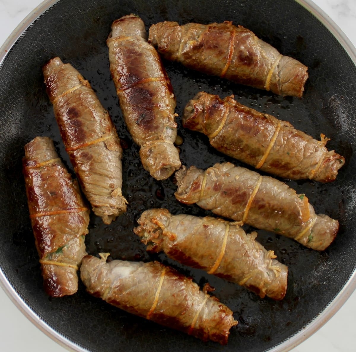 8 Italian Beef Bracioles in skilled browned