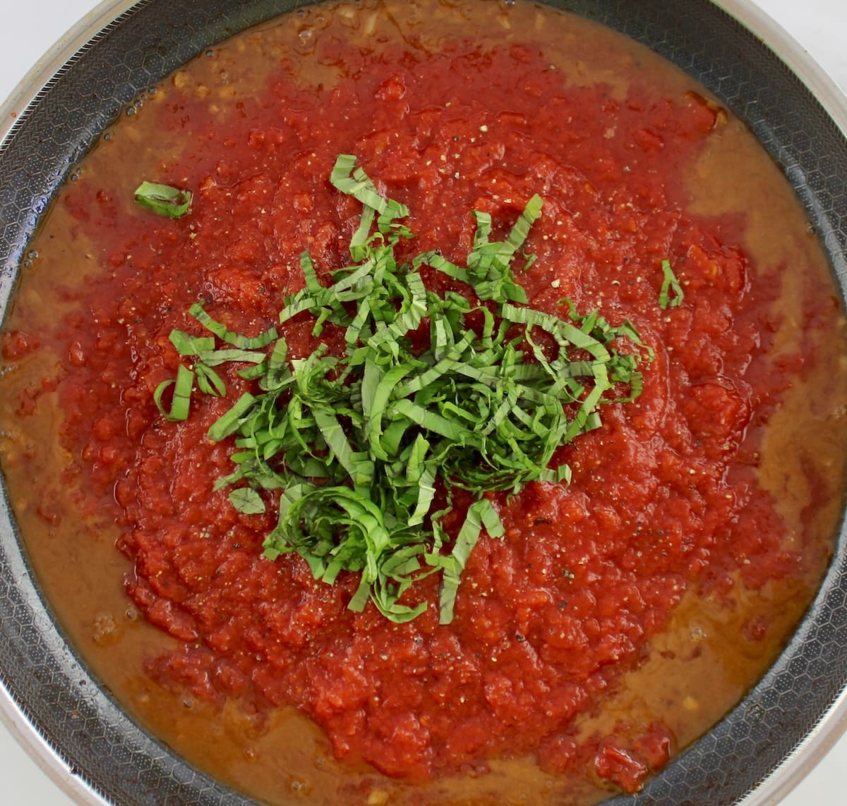 Italian Beef Braciole sauce with fresh basil