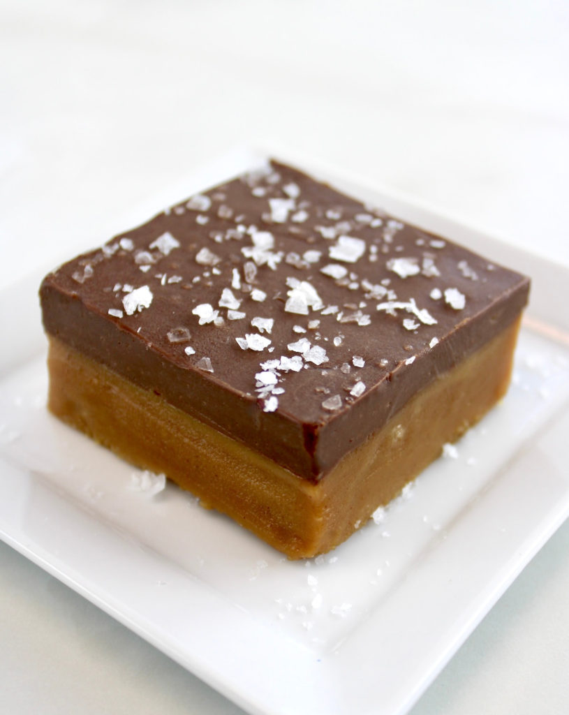 Chocolate Peanut Butter Bar on white plate v