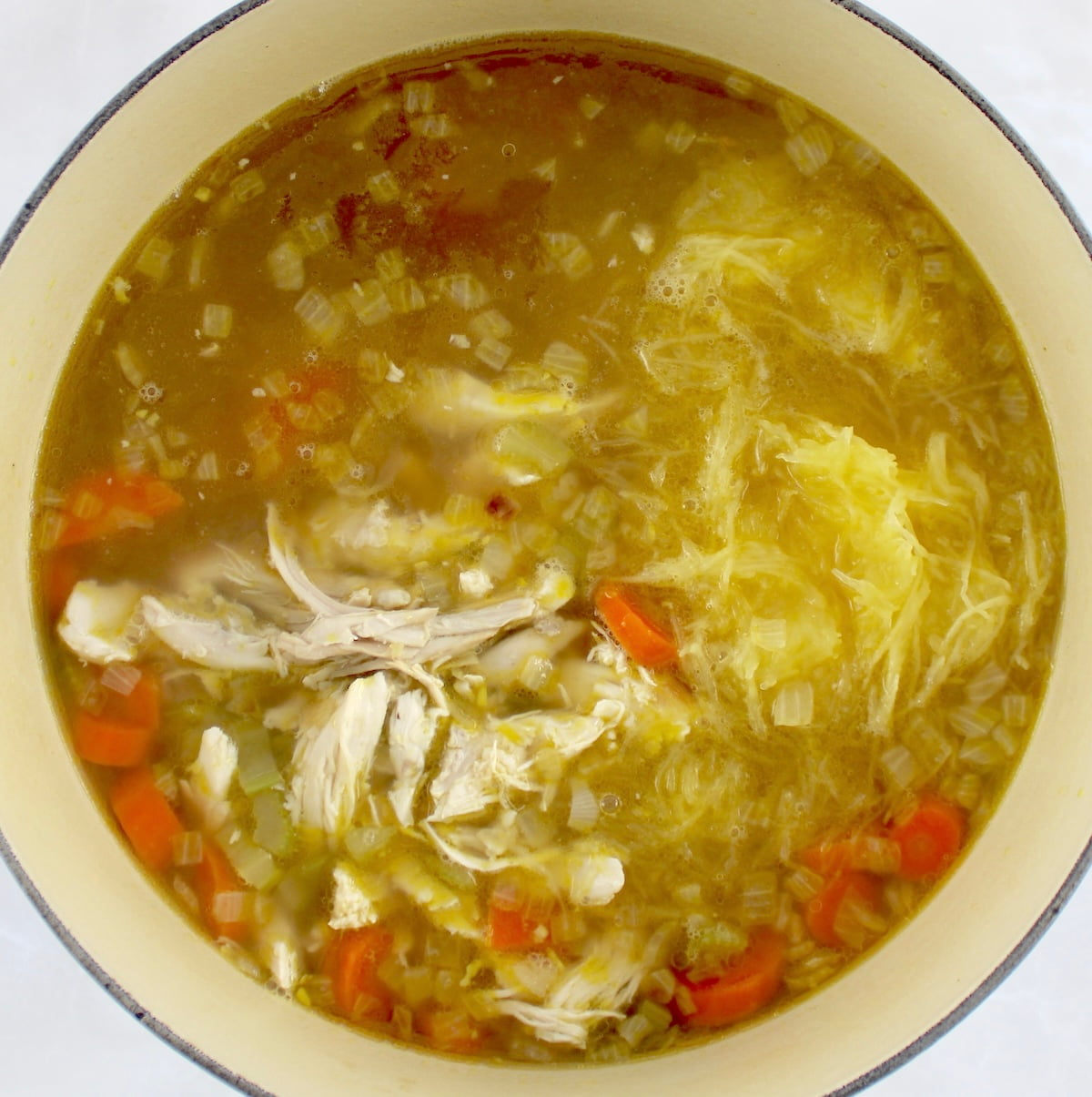 Avgolemono Soup in pot