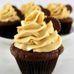 Keto Chocolate Cupcake with Peanut Butter Frosting with more in back