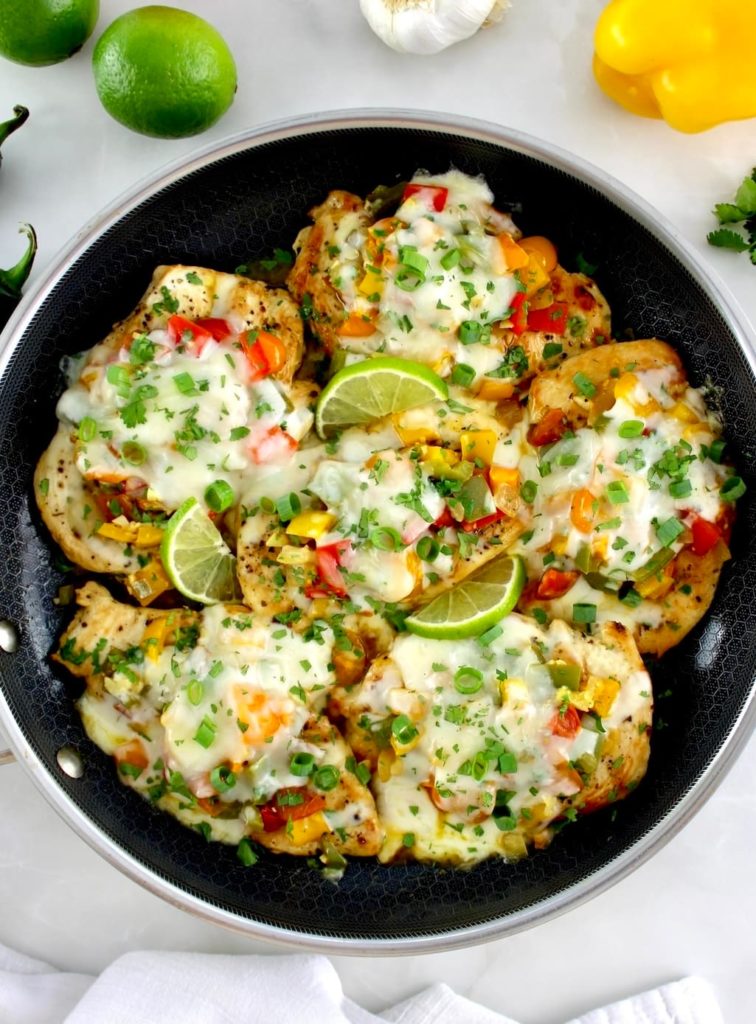overhead view of Fiesta Chicken Skillet
