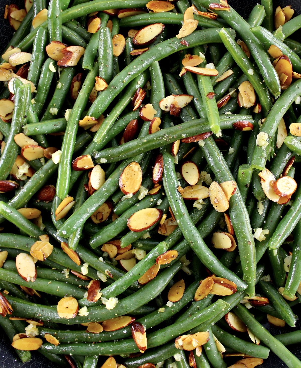 closeup of Green Beans Almondine
