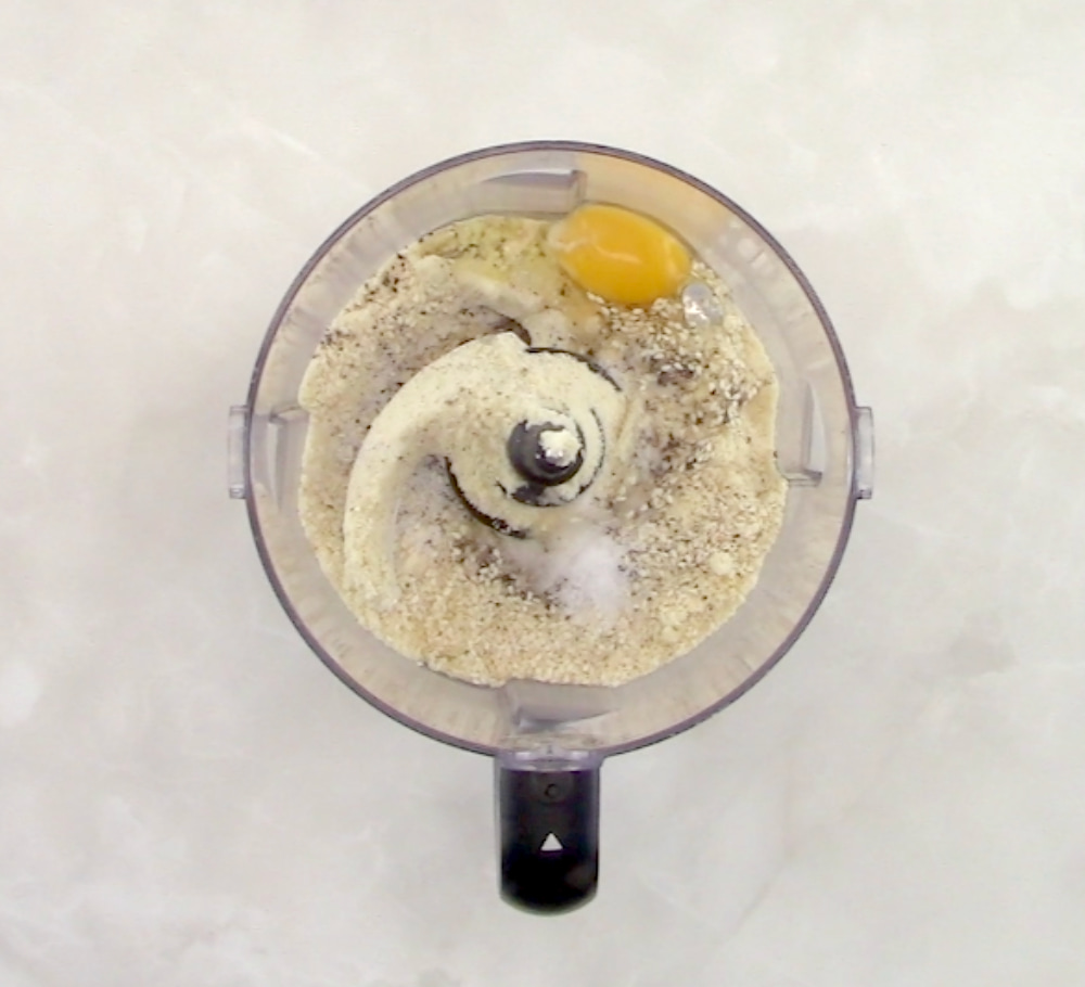 Sesame Almond Flour Crackers ingredients in bowl of food processor