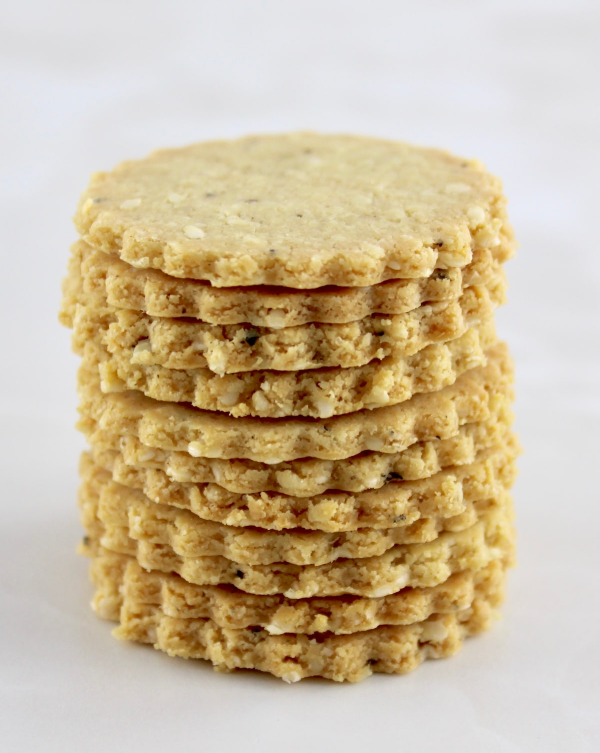 Sesame Almond Flour Crackers stacked up upon each other