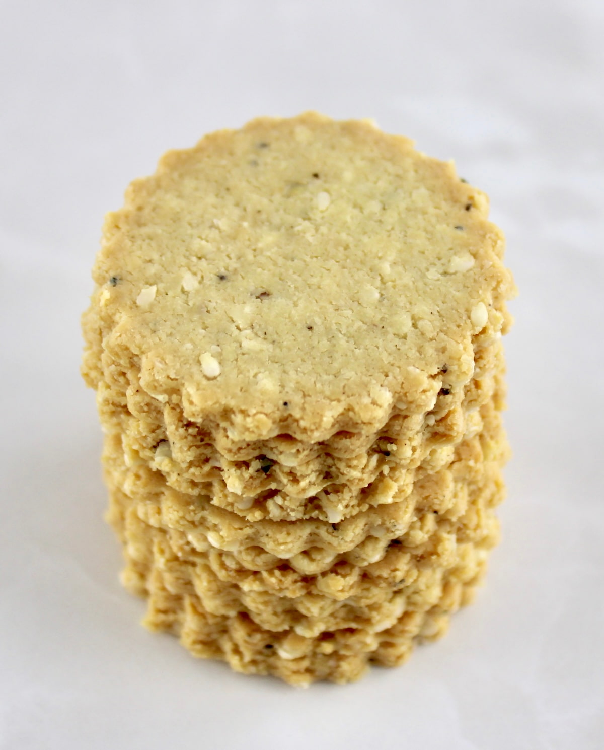Sesame Almond Flour Crackers stacked up upon each other