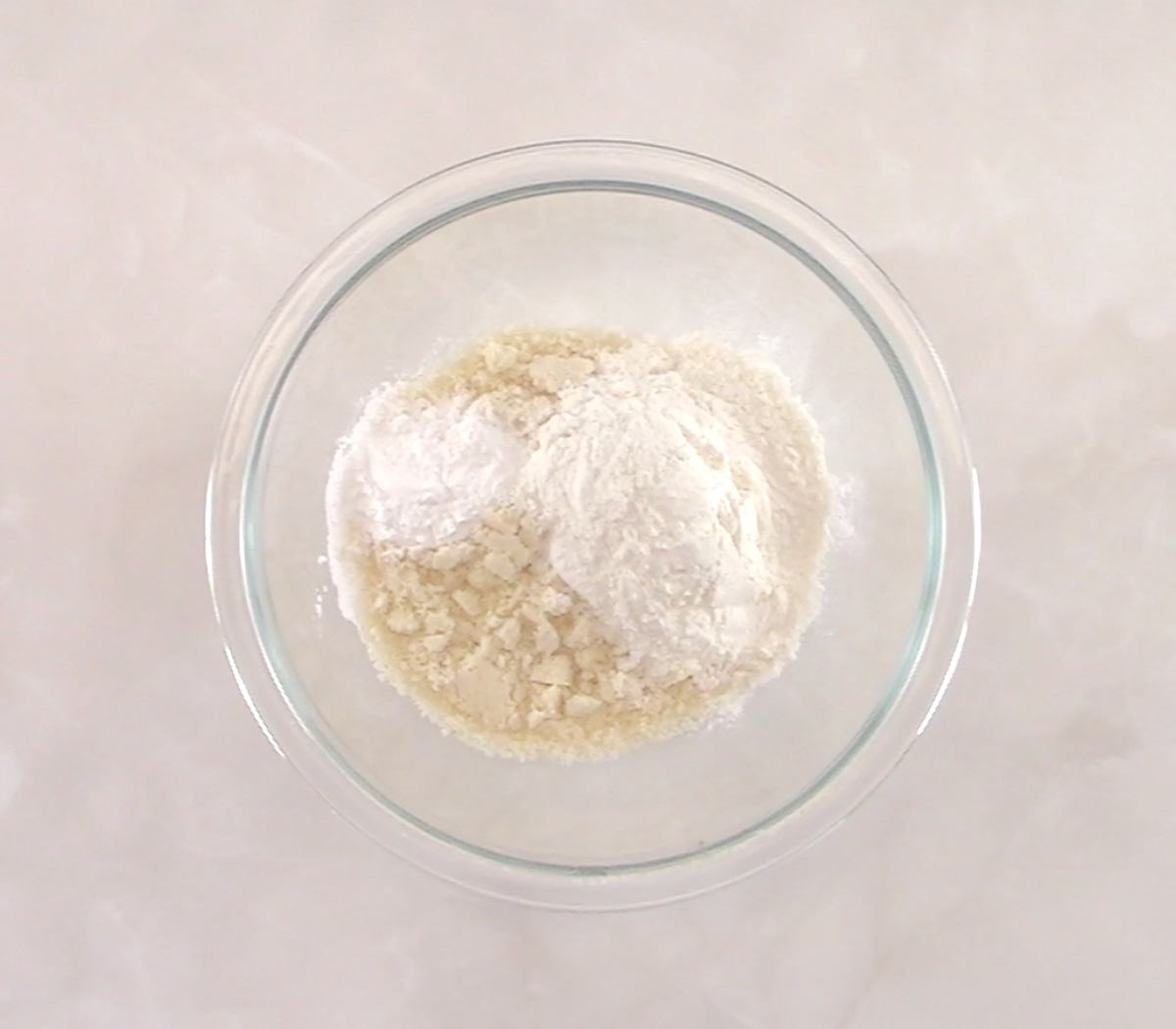 Keto Ricotta Pancake dry ingredients in glass bowl unmixed