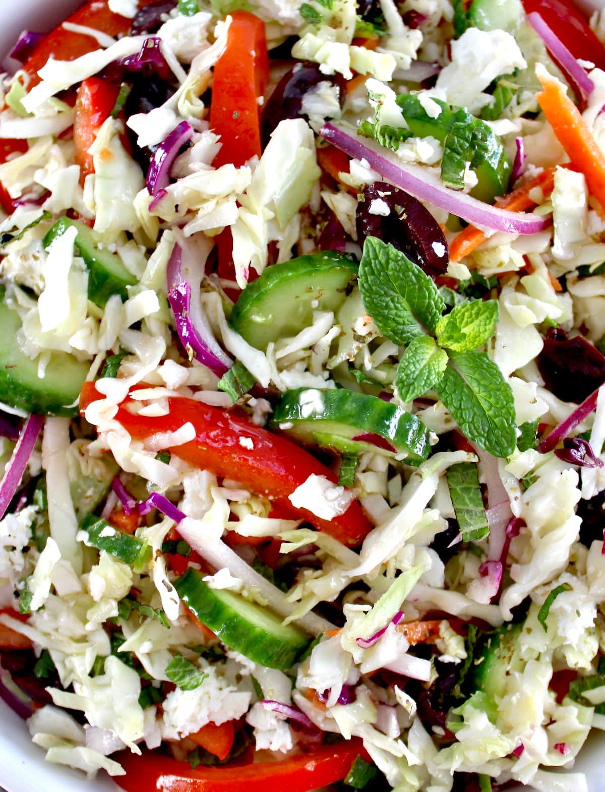 closeup of Greek Coleslaw