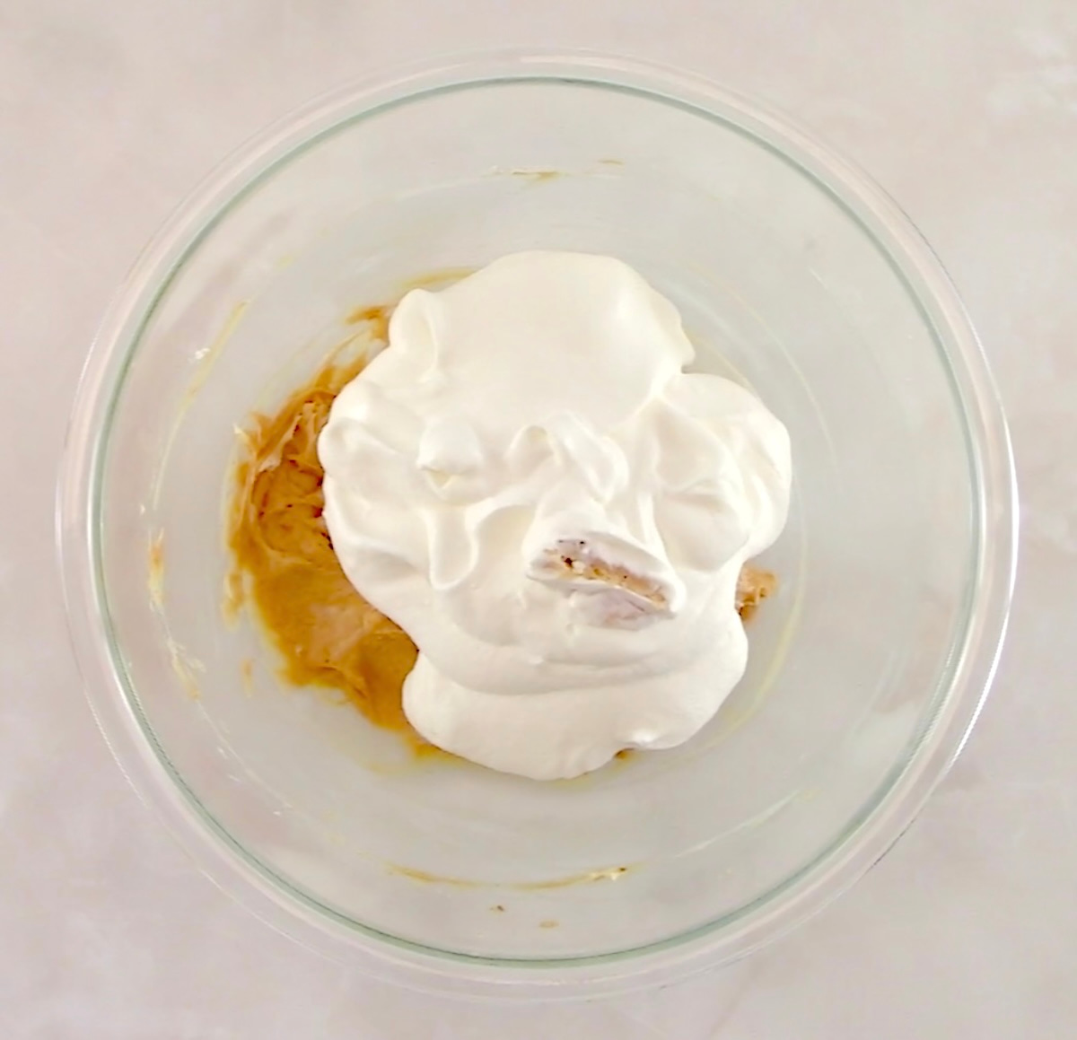  Keto Salted Caramel Cheesecake Mousse ingredients in glass bowl unmixed