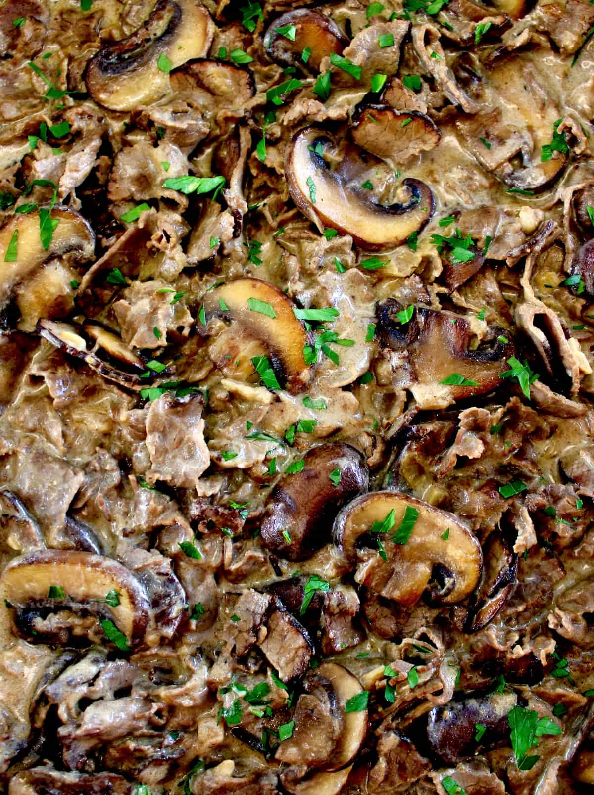 closeup of Easy Beef Stroganoff