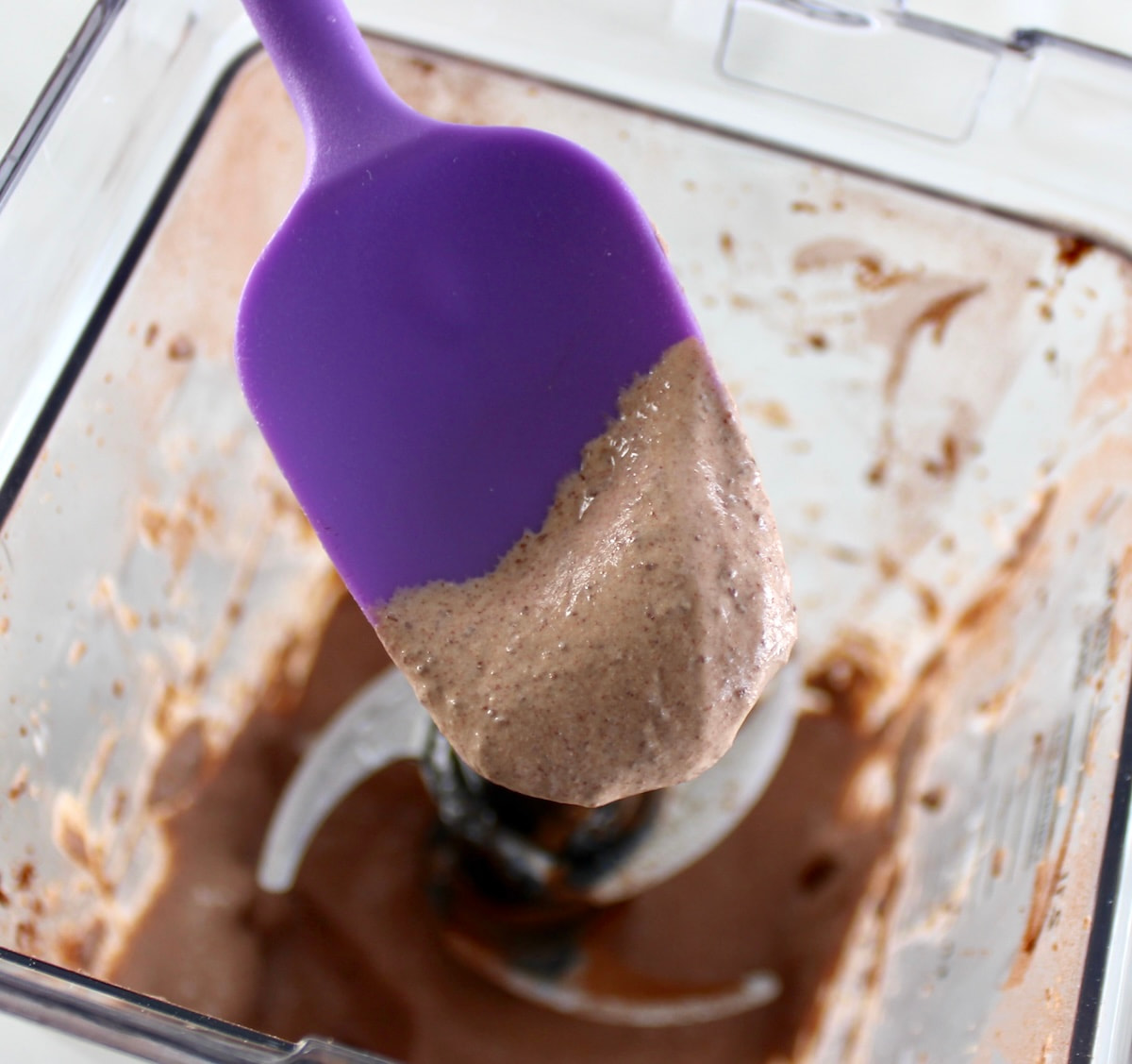 Ricotta Chocolate Mousse on purple spoon
