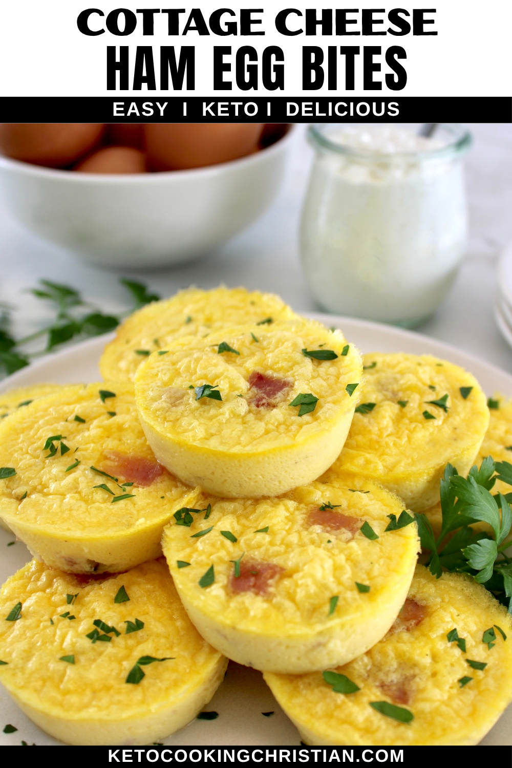 Cottage Cheese and Ham Egg Bites pin