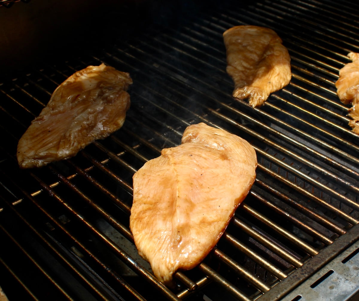 balsamic marinated chicken on grill