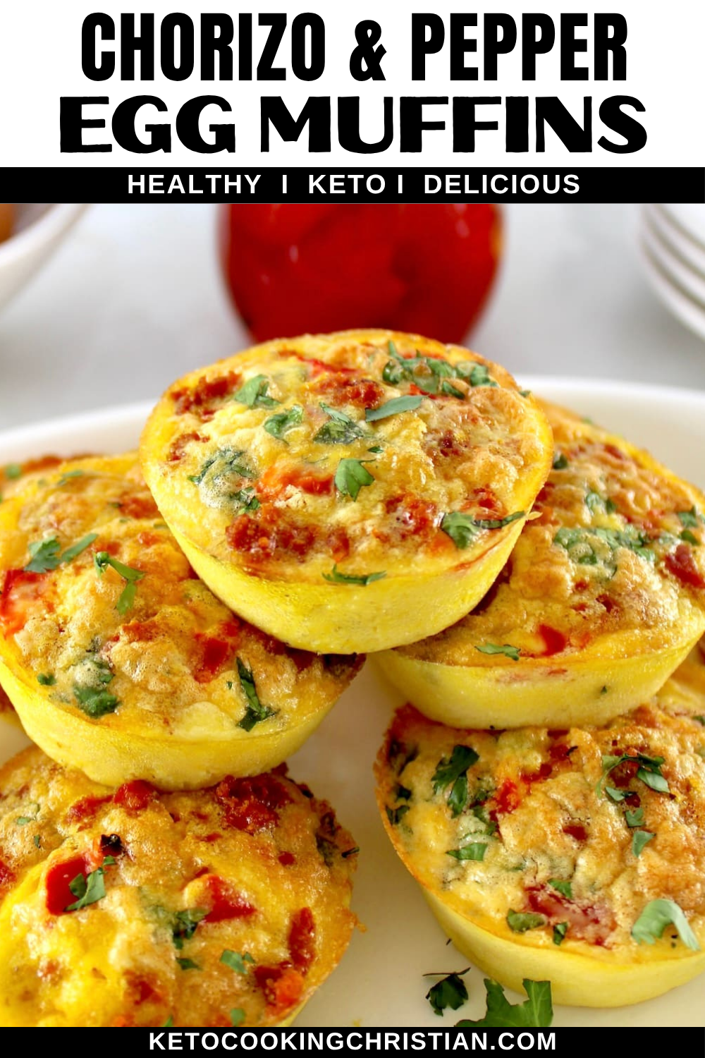Chorizo and Pepper Egg Muffins pin