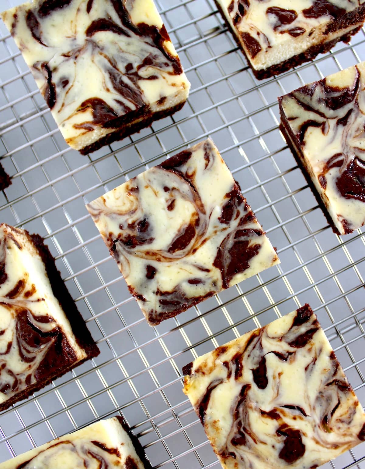 Keto Cheesecake Brownie Bars on cooling rack