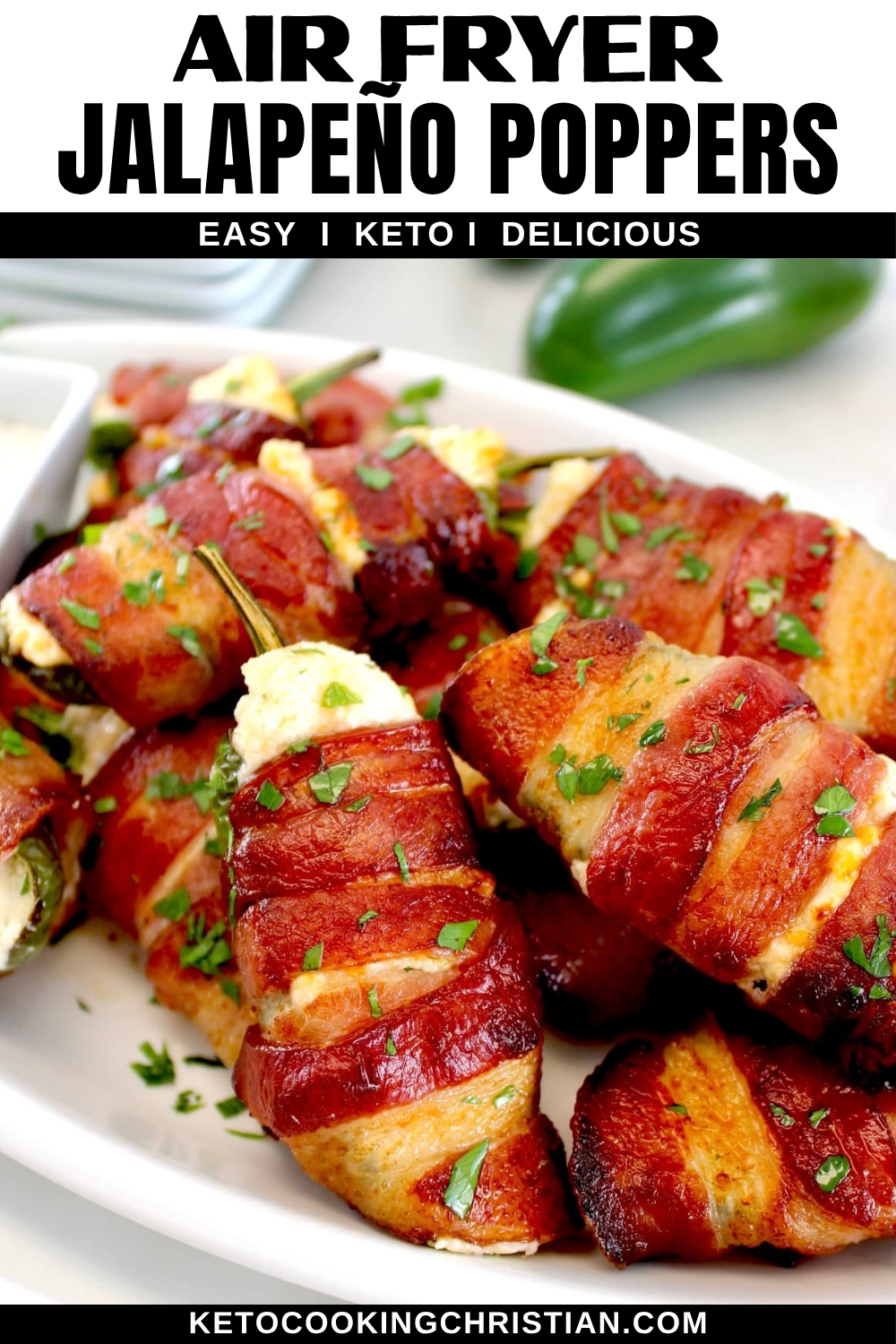 Air Fryer Bacon Wrapped Jalapeño Poppers pin