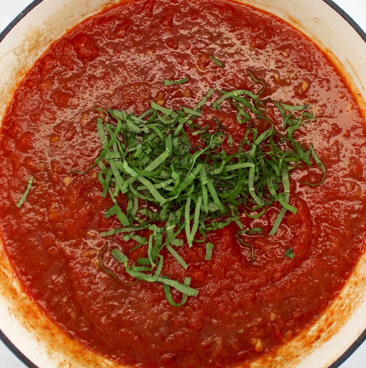 Italian Meat Sauce with chopped fresh basil on top