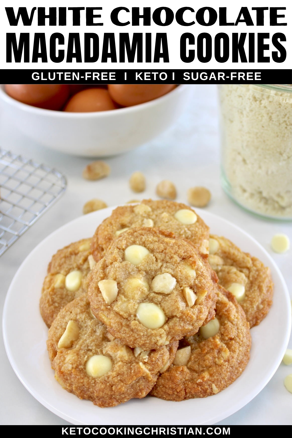 Keto White Chocolate Macadamia Nut Cookies pin