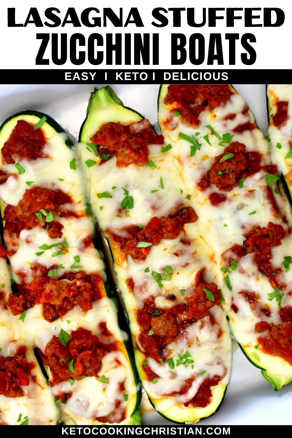 Lasagna Stuffed Zucchini Boats pin