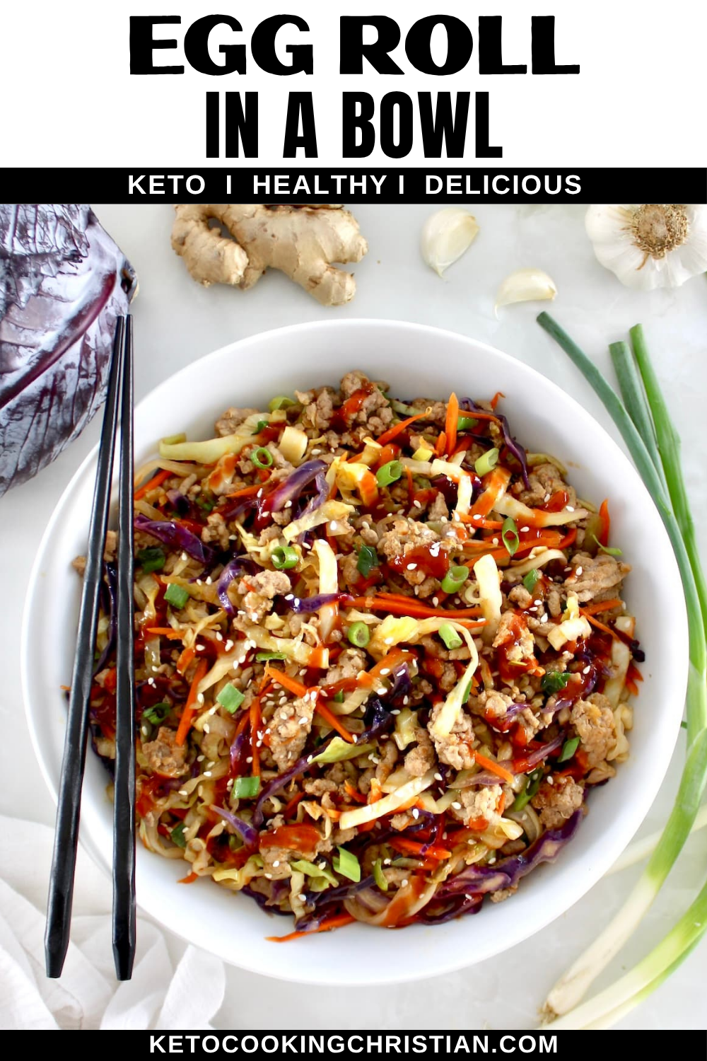 Keto Egg Roll in a Bowl pin