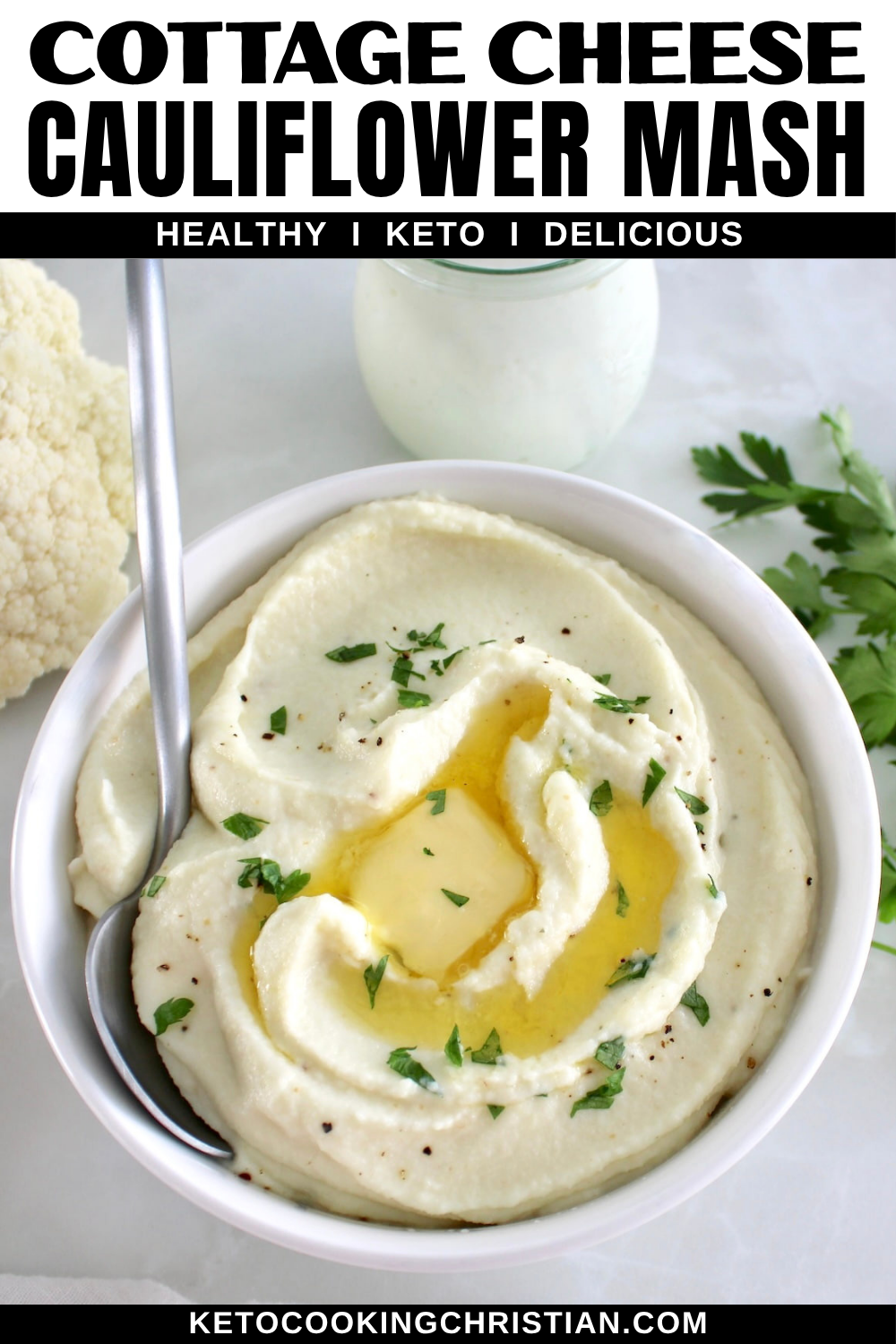 Cottage Cheese Cauliflower Mash pin