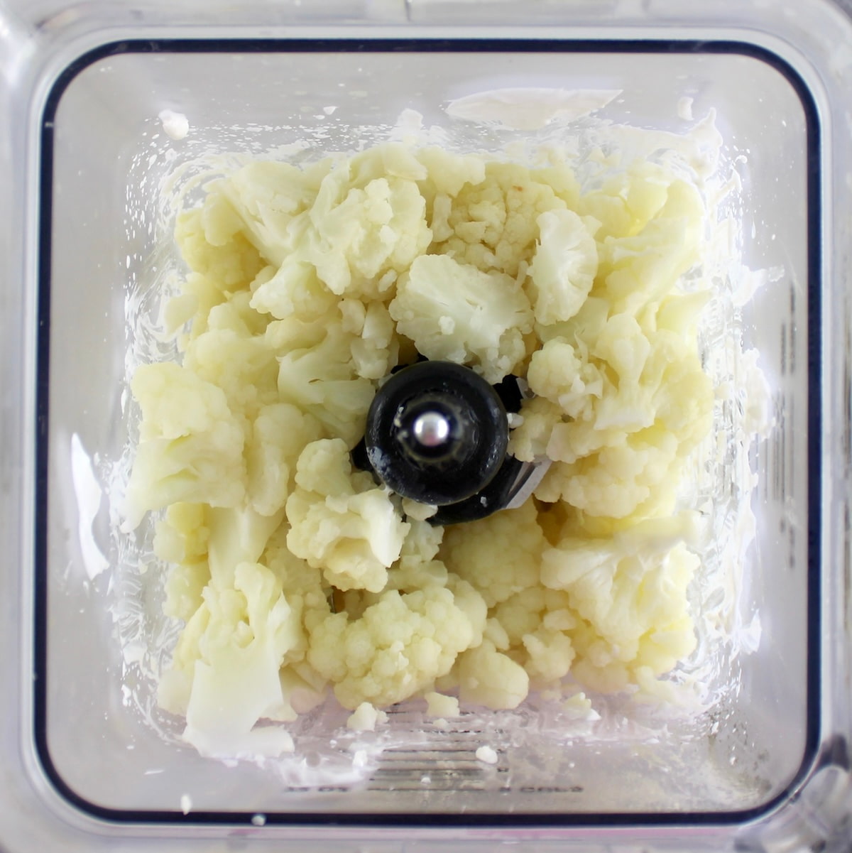 cooked cauliflower florets in blender