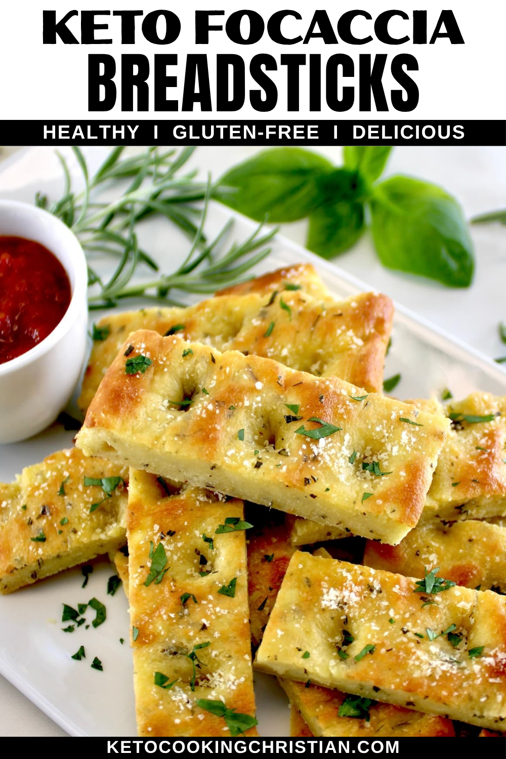 Keto Focaccia Breadsticks pin