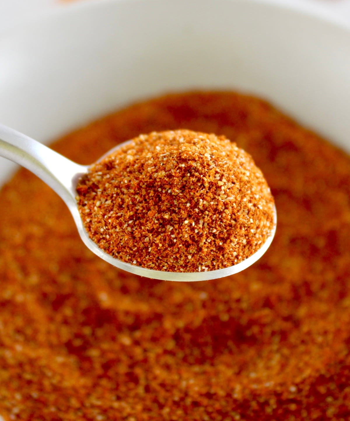 closeup of Homemade Chili Seasoning in spoon