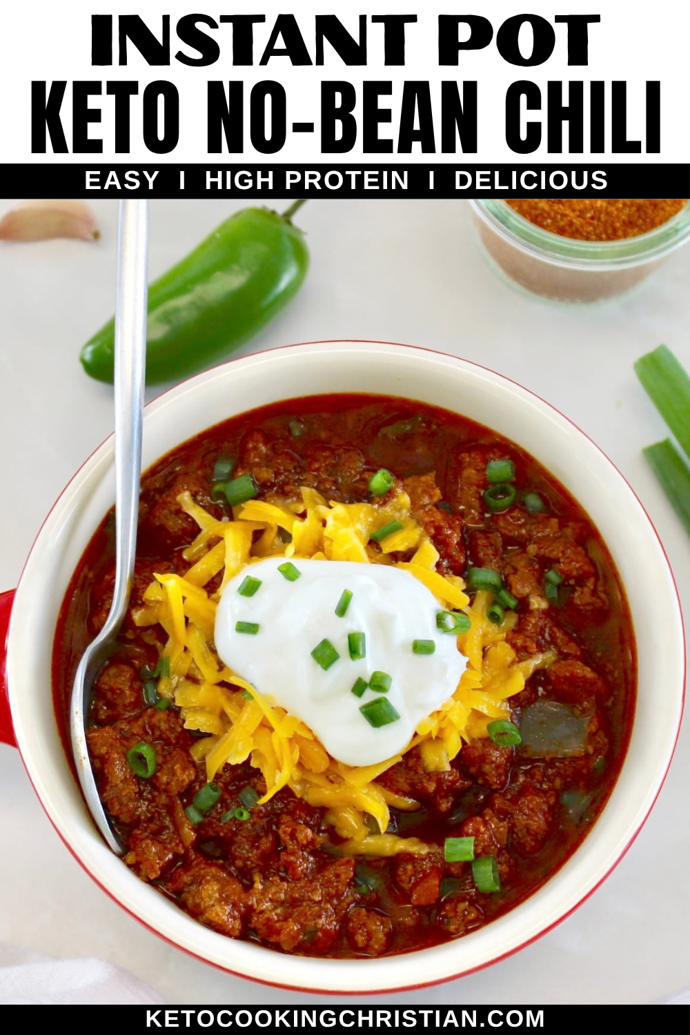 Keto Instant Pot No-Bean Chili pin