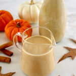 Keto Pumpkin Spice Coffee Creamer in glass pitcher